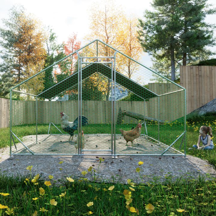 Mondawe 10'x13' Large Metal Chicken Coop with UV & Waterproof Cover