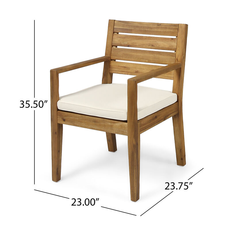 Merax Set of 2 Acacia Wood Outdoor Slatted Dining Chairs image number 3