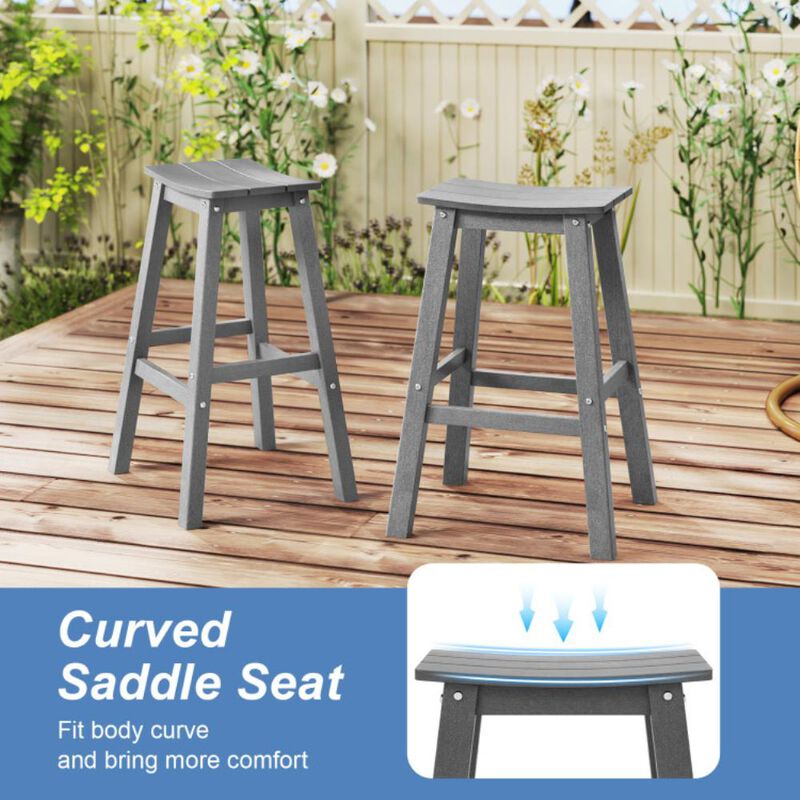 Hivvago 29 Inch HDPE Patio Bar Stool Set of 2 Armless Saddle Stools