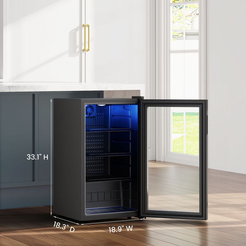 Beverage Refrigerator Cooler, 130 Cans Freestanding Mini Beverage Fridge with Glass Door Beverage cooler for Home Office image number 8