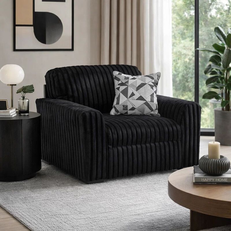 Addy Oversized Sofa Armchair, 1 Accent Pillow, Onyx Black Corduroy image number 6