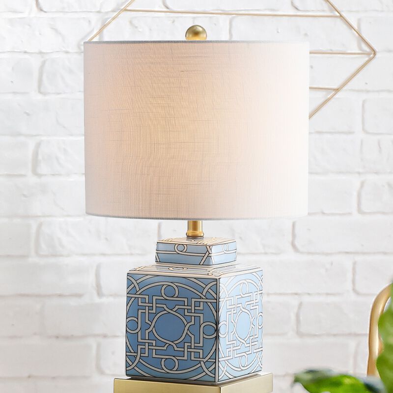 Catherine 22" Ceramic/Metal Ginger Jar LED Table Lamp, Blue/White