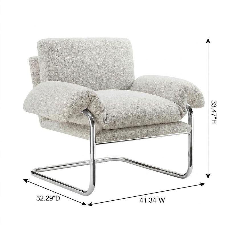 Boucle Fabric Accent Chair for Living Room, Bedroom, or Reading Nook, Newsprint image number 2