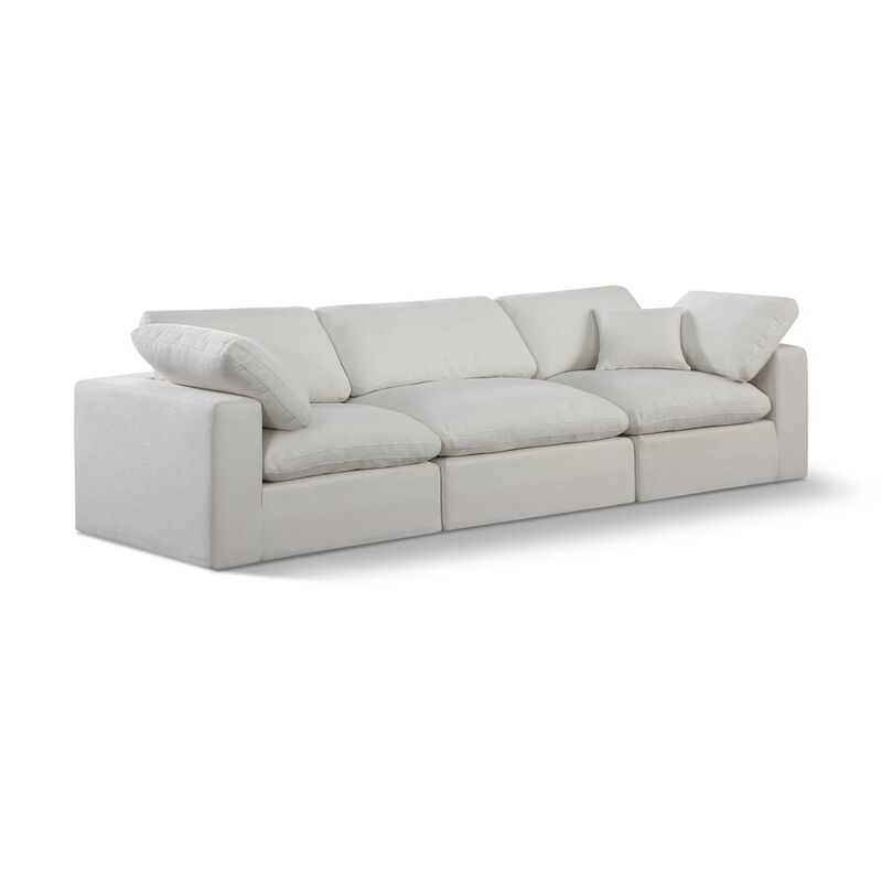 Meridian Furniture Comfy Cream Linen Textured Fabric Modular Sofa