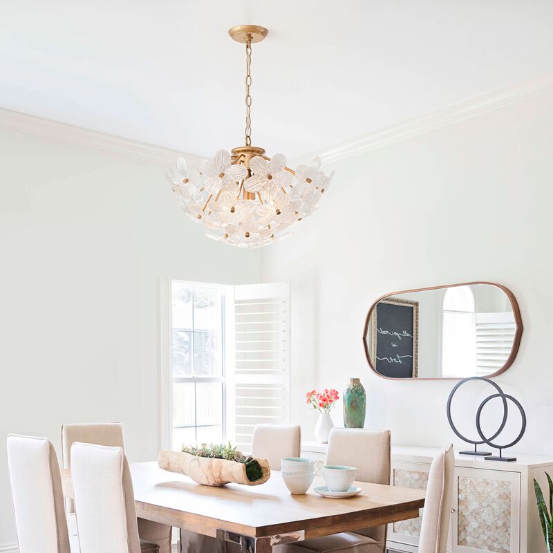Frieda Modern 4-Light 20" Brushed Brass Clear Glass Flower Chandelier image number 2