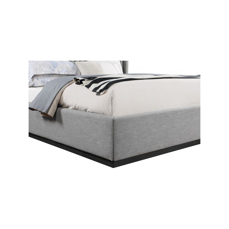 Meridian Furniture Logan Grey Linen Textured Fabric King Bed