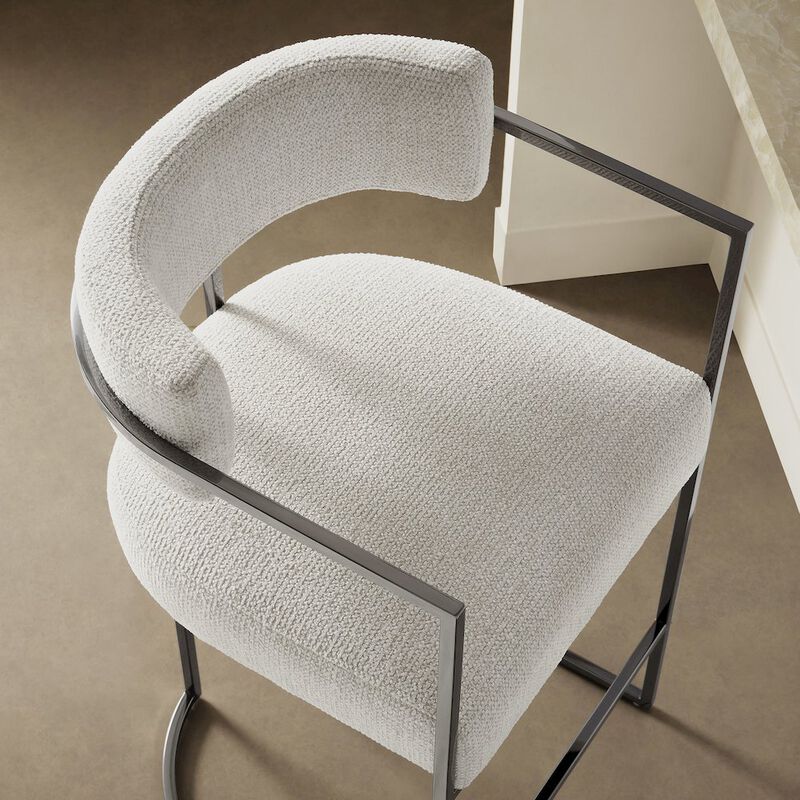 Modway Huron Modern Barrel Counter Stool with Sled Base in Silver Cream image number 9