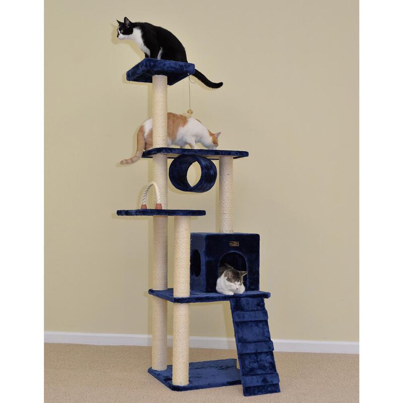 Armarkat 71 Navy Real Wood Cat Climbing Tower, Cat Scratching Furniture