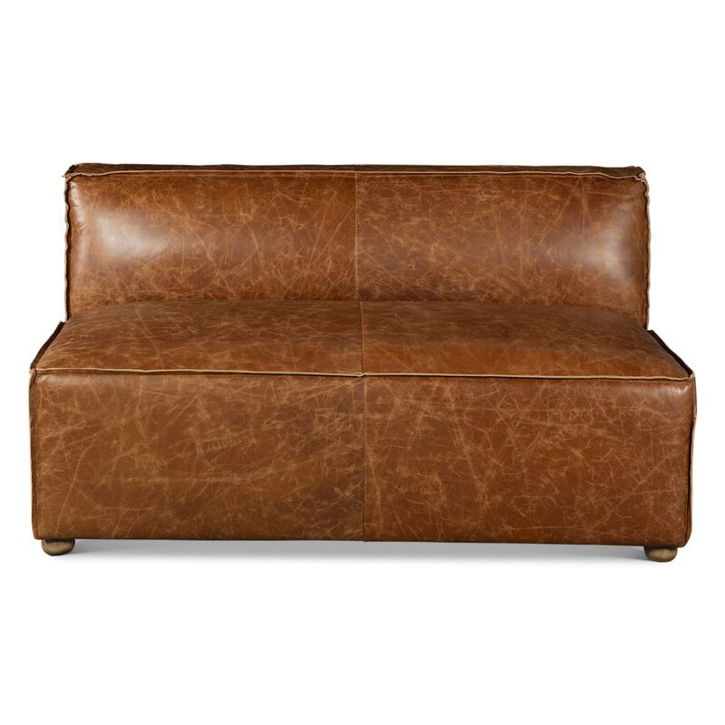 World Interiors Chiavari Loft 112" Sectional Sofa in Cocoa Brown Leather image number 2