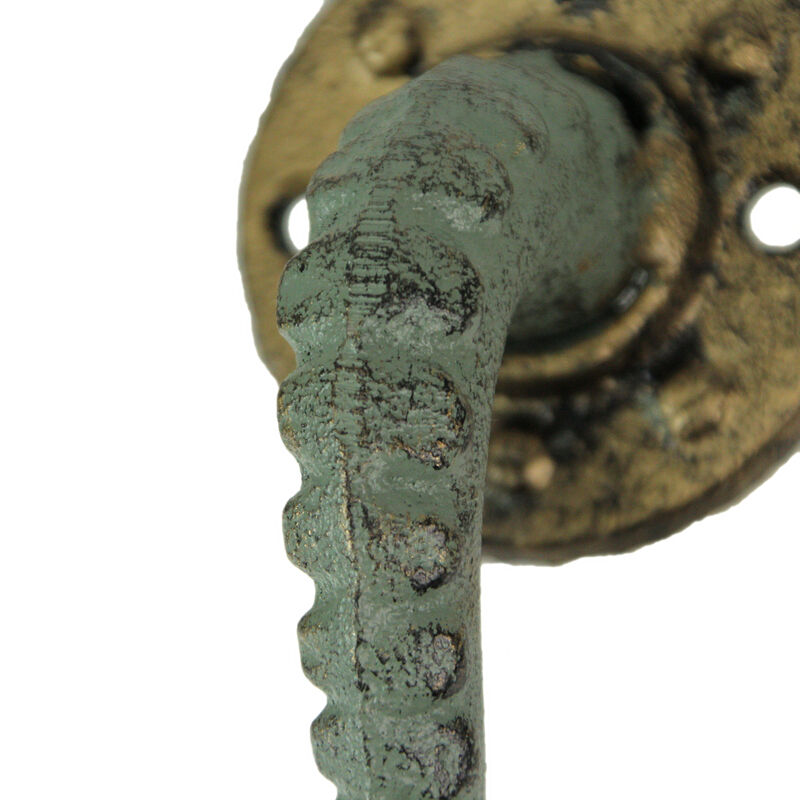 Set of 3 Verdigris Bronze Cast Iron Octopus Tentacle Wall Hooks: Nautical Key Hangers, 4.5 Inches High - Easy to Install - Enhance Your Decor with Coastal Charm image number 4