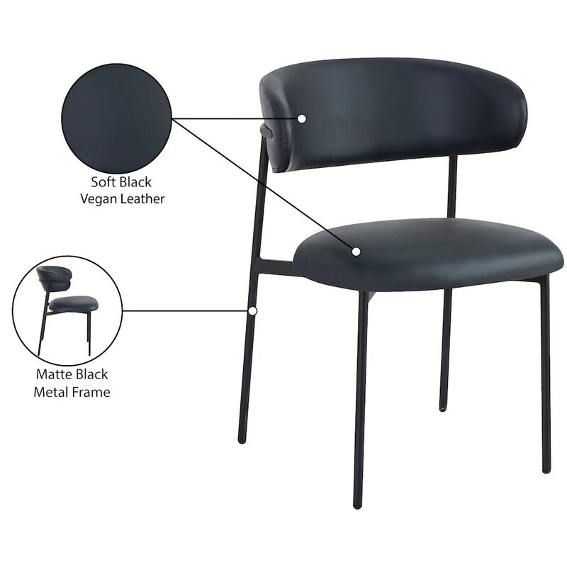Meridian Furniture Lupita Black Vegan Leather Dining Chair, Set of 2
