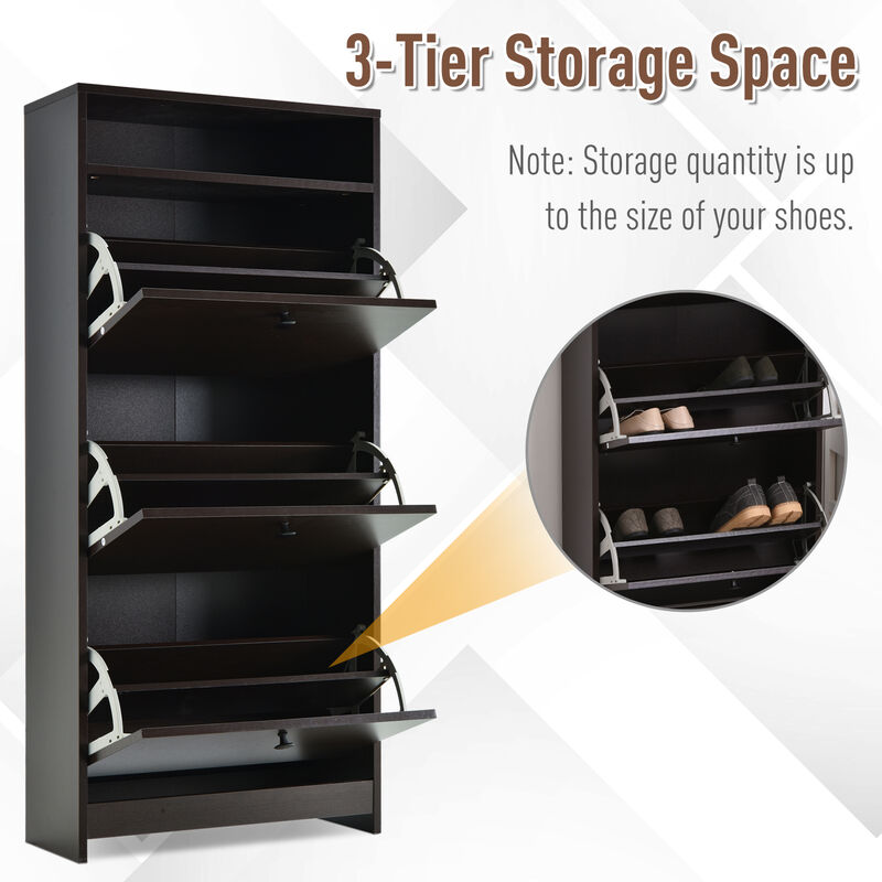 Trendy Shoe Storage Furniture with Large Fold-Out Spaces and Open Top Shelf