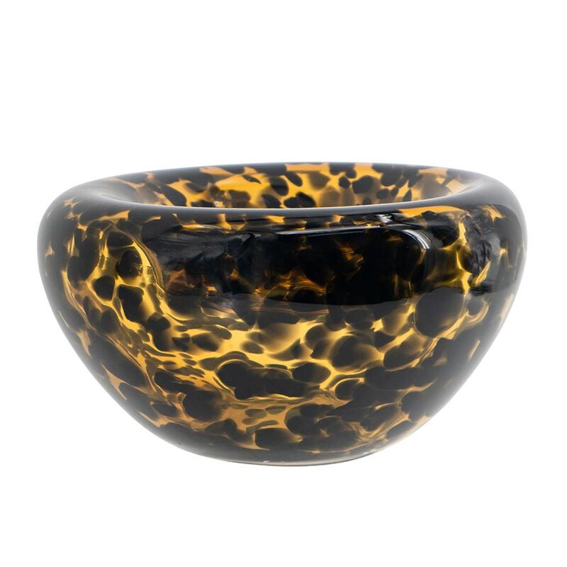 HomeRoots 4" Amber And Black Cheetah Animal Print Glass Round Table Vase image number 2