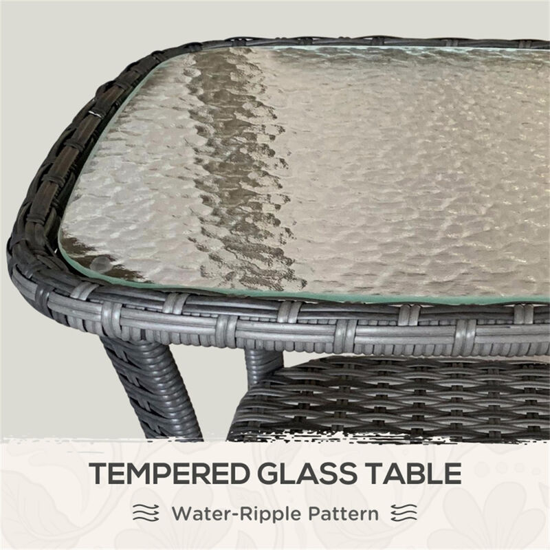Coffee Table with Glass Tabletop, Space-Saving For Outdoors image number 3