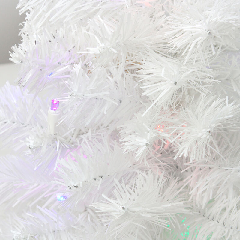 18" Pre-Lit Snow White Artificial Christmas Tree - Multicolor Lights