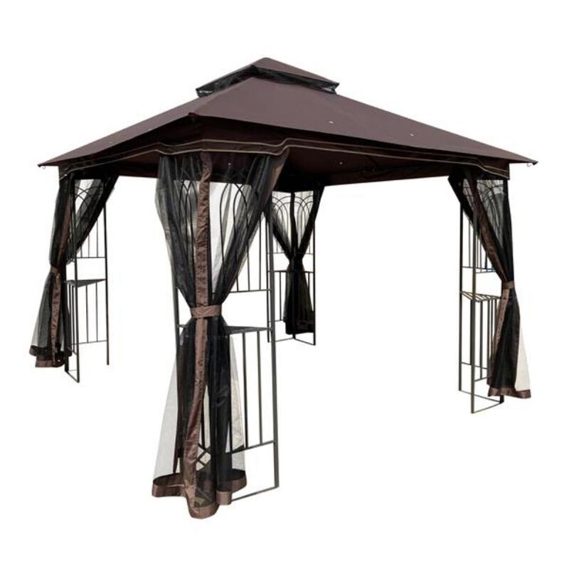 Outdoor Patio Gazebo Canopy Tent with Mosquito Net and Ventilated Roof