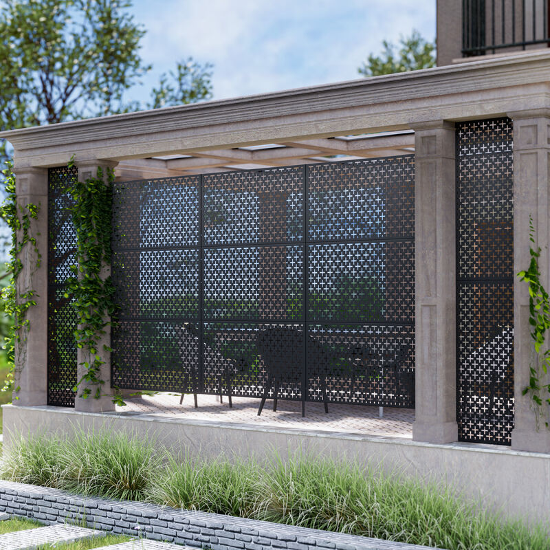 47in. W x 72in. H  Garden Fence Outdoor Privacy Screen  in Black