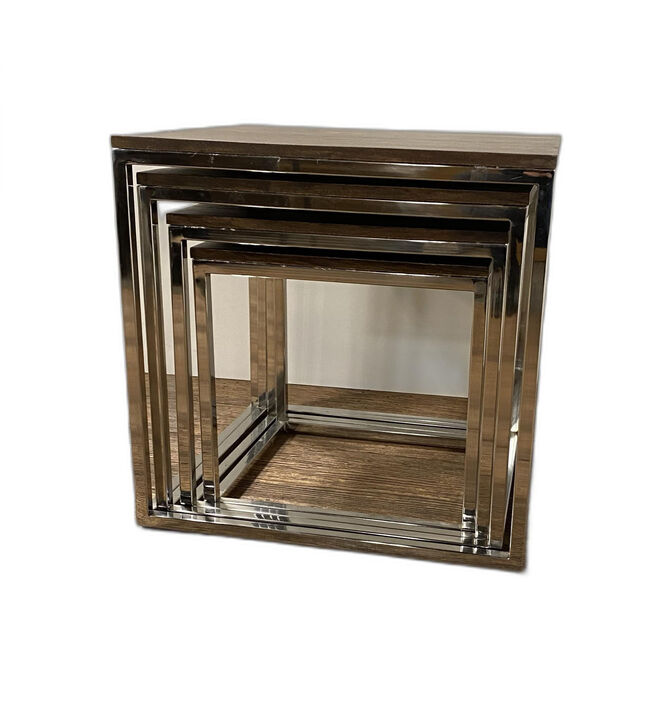 Set of 4 Modern Rustic Nesting Tables, Space-Saving Accent Tables for Living Room
