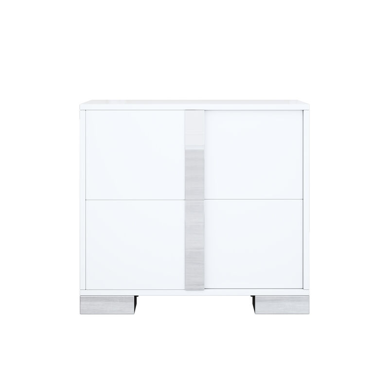 Streamdale Elegant 2-Drawer Nightstand in White for Versatile Storage