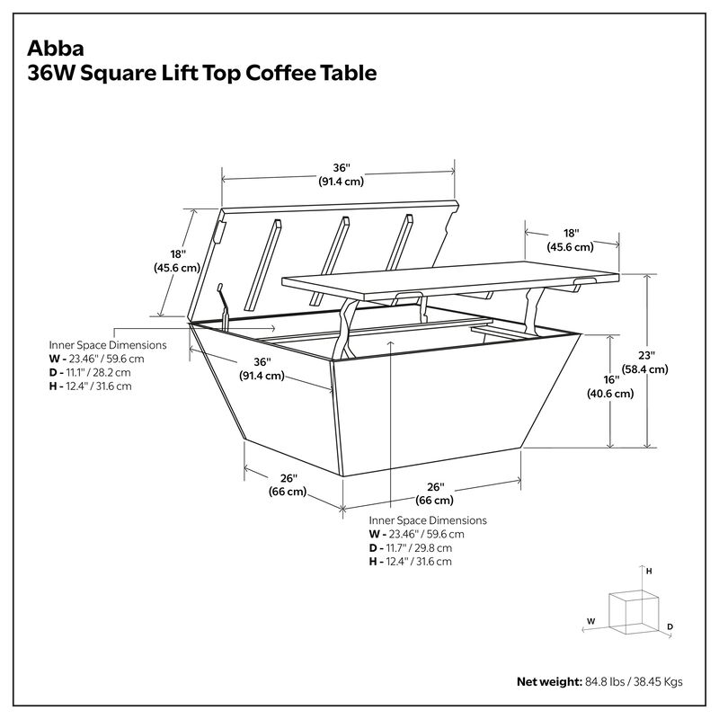 Simpli Home Abba Square Lift Top Coffee Table image number 7
