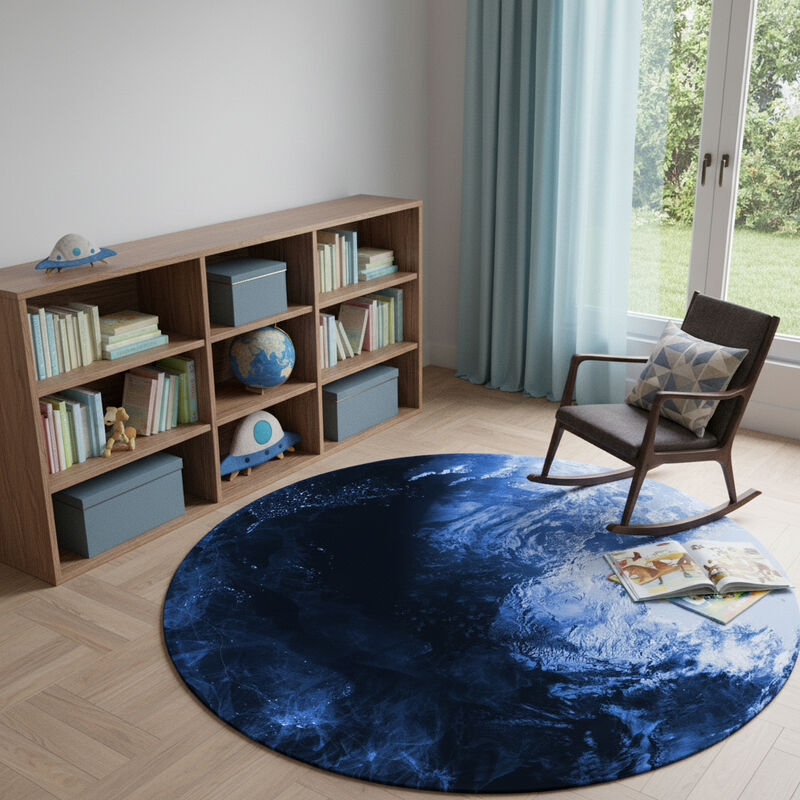 HomeRoots Earth Youthful Washable Round Rug image number 1