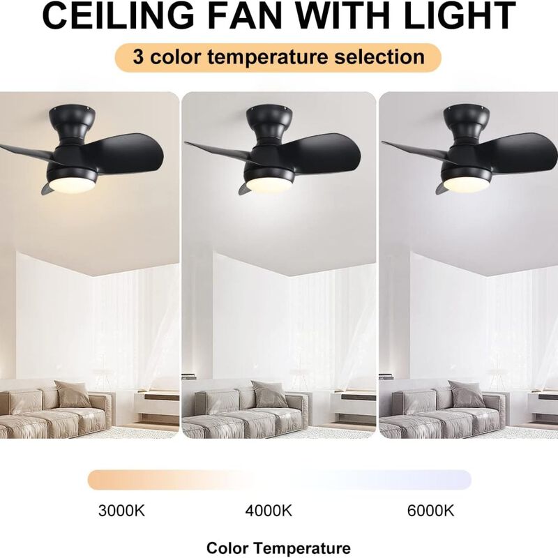 ELEMENT ACE 52 Inch Indoor Ceiling Fan With Dimmable LED Light 3 Solid Wood Blades Remote Control Reversible DC Motor image number 5