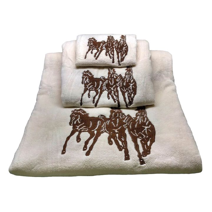 Western Horse Towel Set in Cream