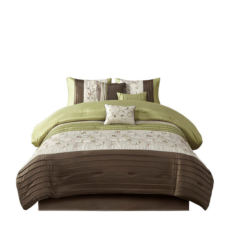 Gracie Mills Rogelio 7-Piece Transitional Embroidered Comforter Set