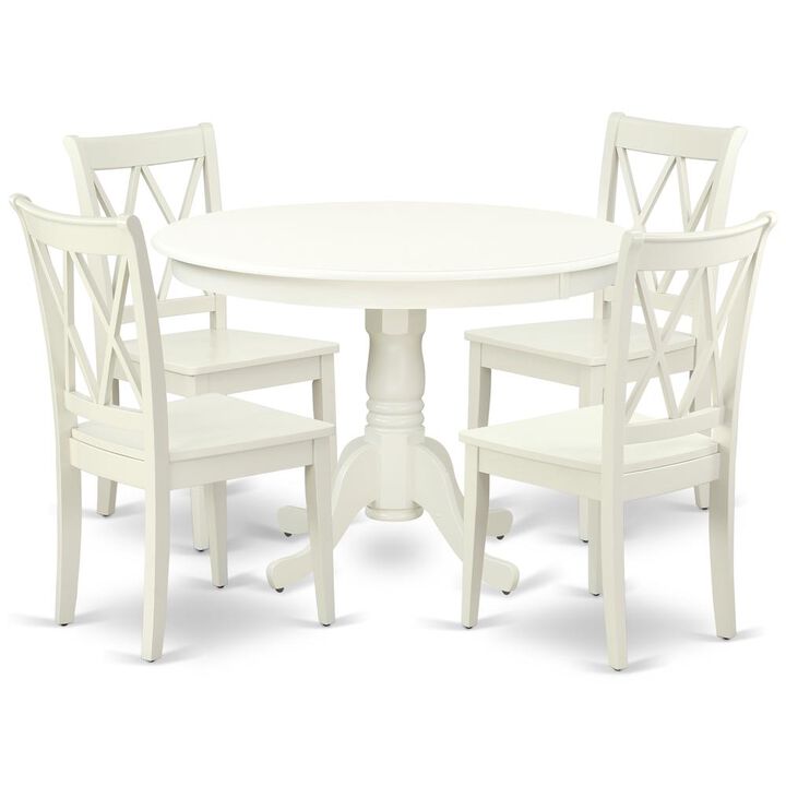 East West Furniture Dining Room Set Linen White, HLCL5-LWH-W