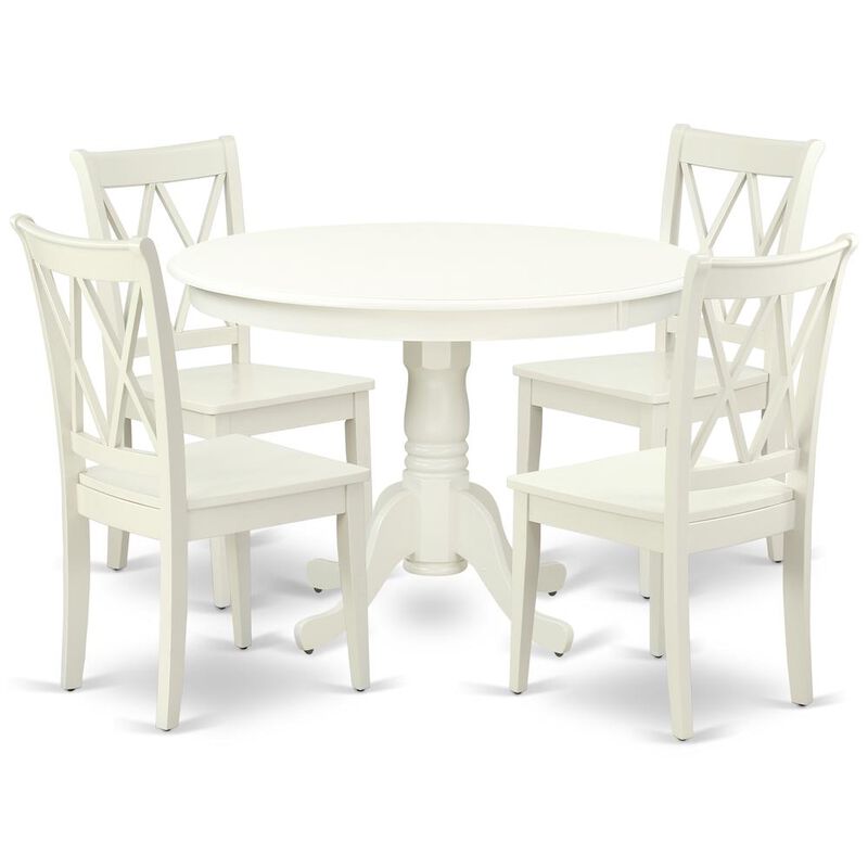 East West Furniture Dining Room Set Linen White, HLCL5-LWH-W