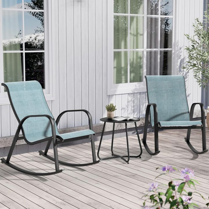 Mondawe 3-Piece Terrace Swing Set w/ 2 Breathable Mesh Rocking Chairs & 1 Steel Frame Coffee Table