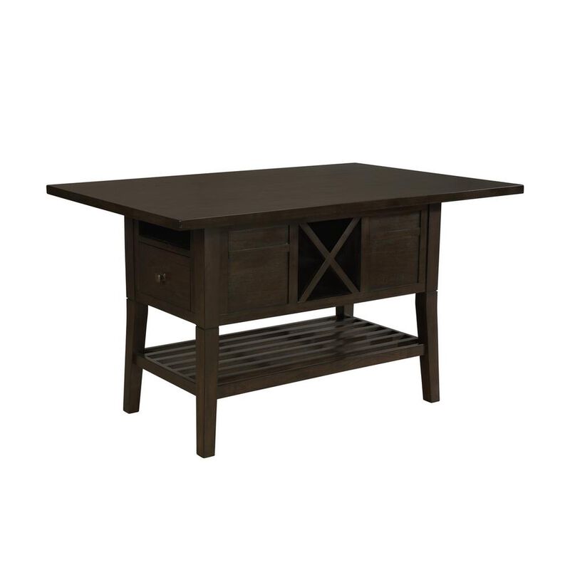 Best Quality Furniture Counterheight Dining Table with Storage in Cappuccino Wood