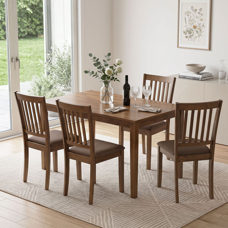4 Pack Wooden Dining Chairs with Upholstered Seats for Kitchen and Dining Room image number 3