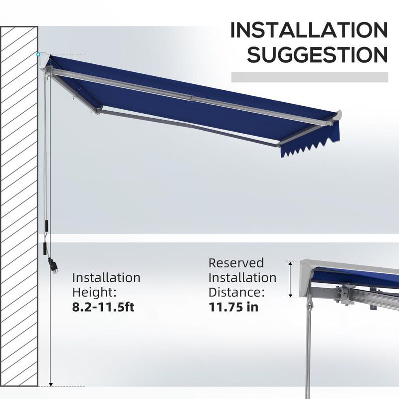 Hivvago 13' x 10' Motorized Retractable Awning with LED Lights image number 3