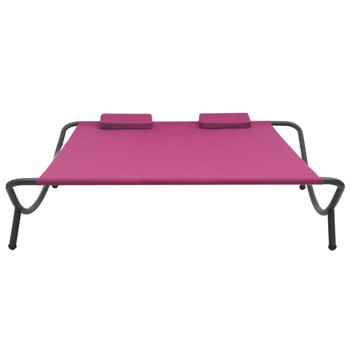 vidaXL Lounge Bed - All-Weather Outdoor Lounge Bed in Vibrant Pink - Weather-Resistant Oxford Fabric with Sturdy Steel Frame - Ideal for Patio, Beach, or Garden Use
