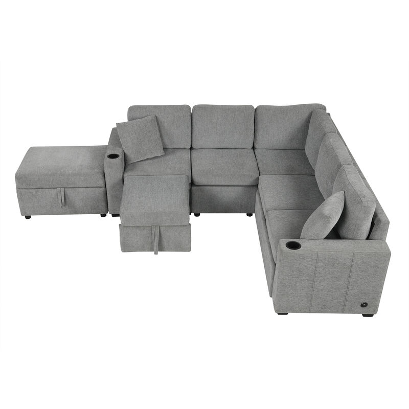 Merax Convertible Pull-out Sofa Bed with A Movable Storage Ottoman