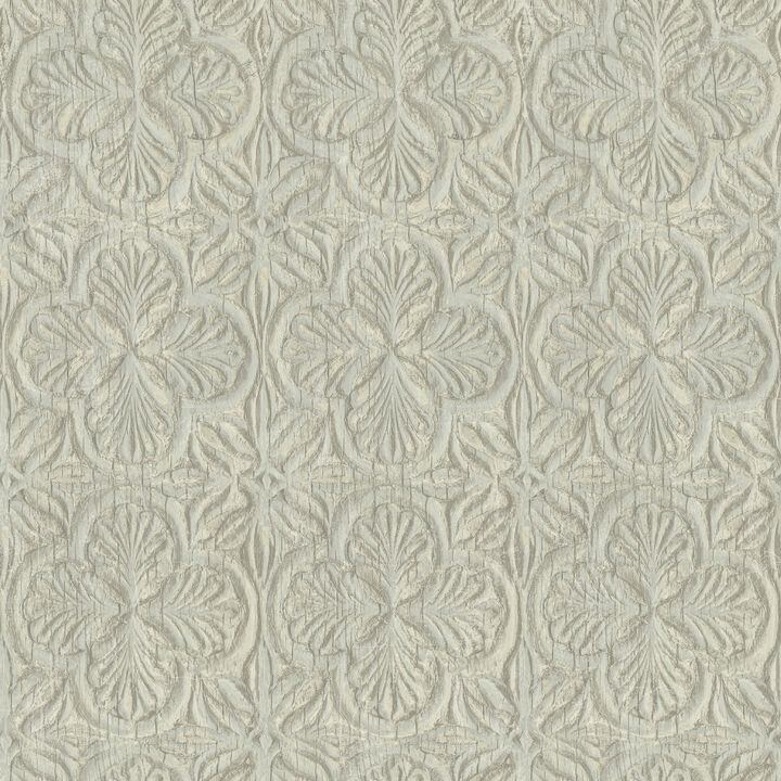Karachi Light Blue Wooden Damask Wallpaper