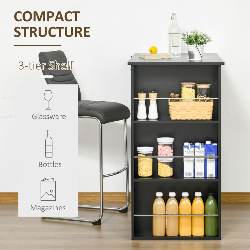Hivvago Modern Kitchen Bar Table with Storage Shelves image number 3