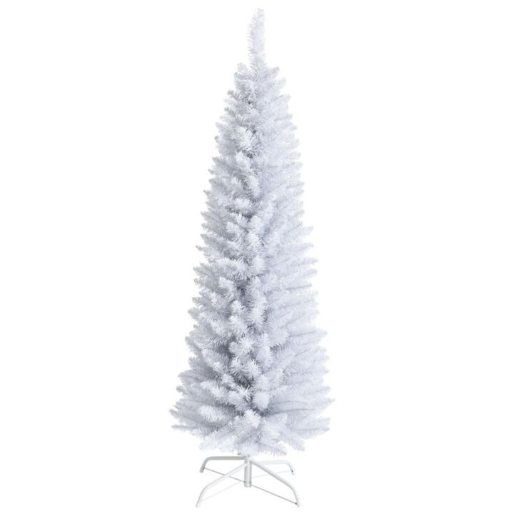 Hivvago Artificial Christmas Pencil Tree with Folding Metal Stand