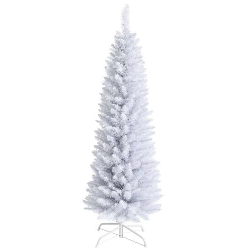 Hivvago Artificial Christmas Pencil Tree with Folding Metal Stand