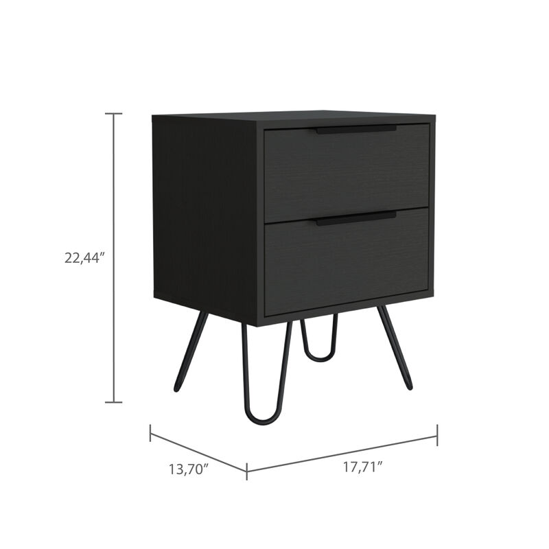 Streamdale Mansfield 2-Drawer Rectangle Nightstand Black Wengue
