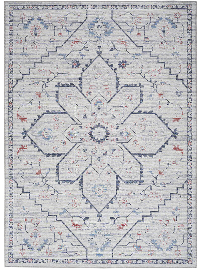 Machine Washable Series 1 SR110 Ivory/Blue 4' x 6' Rug