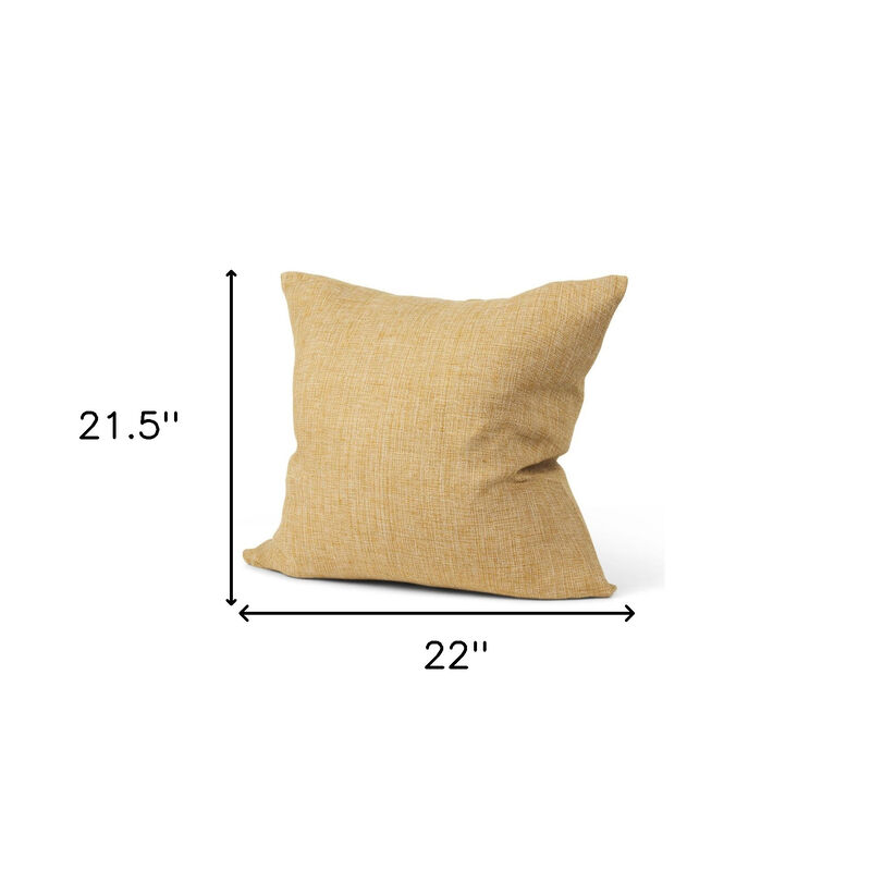HomeRoots 22" Mustard Linen Throw Pillow Cover with Texture image number 3