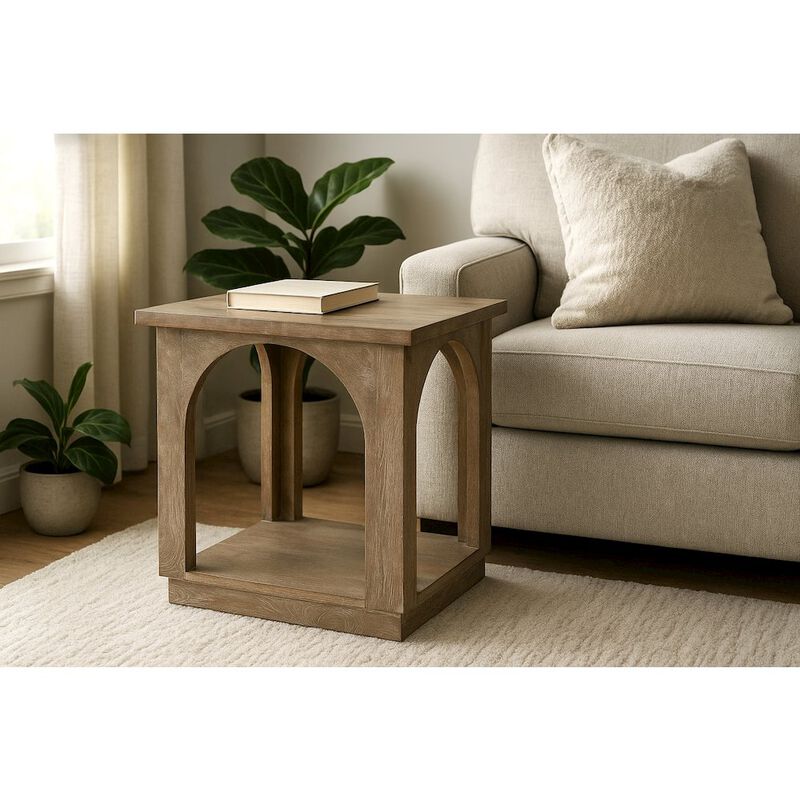 Alex Hamilton Archie Solid Wood End Table in North Creek Brown