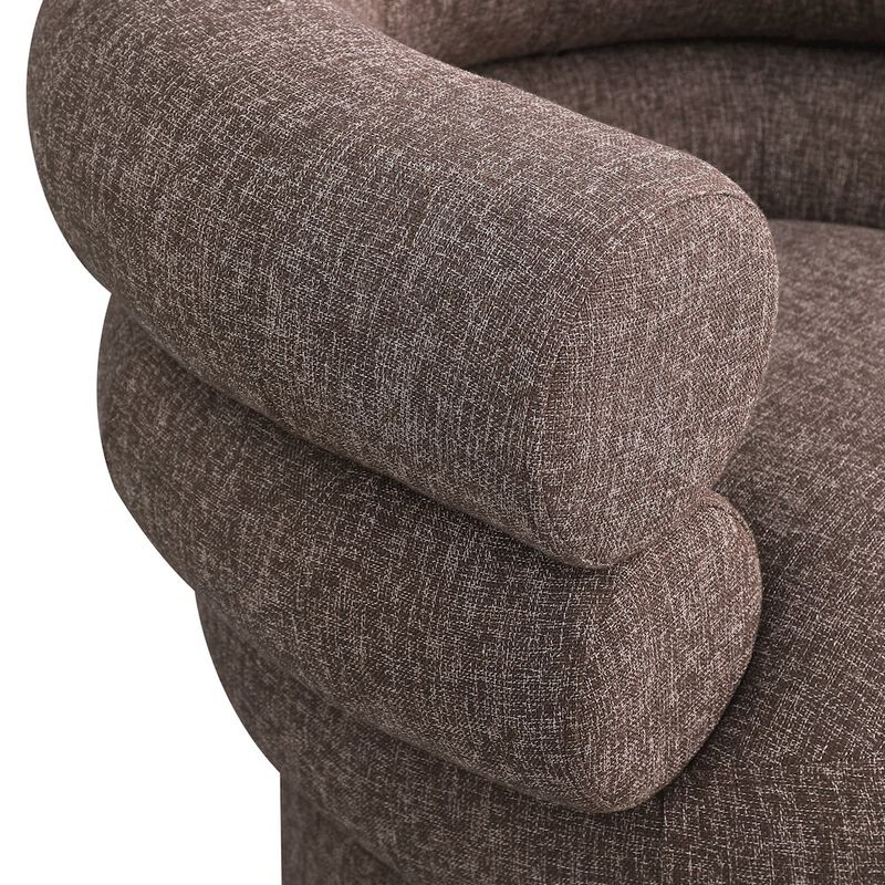 Meridian Furniture Valentina Brown Linen Textured Fabric Accent Swivel Chair