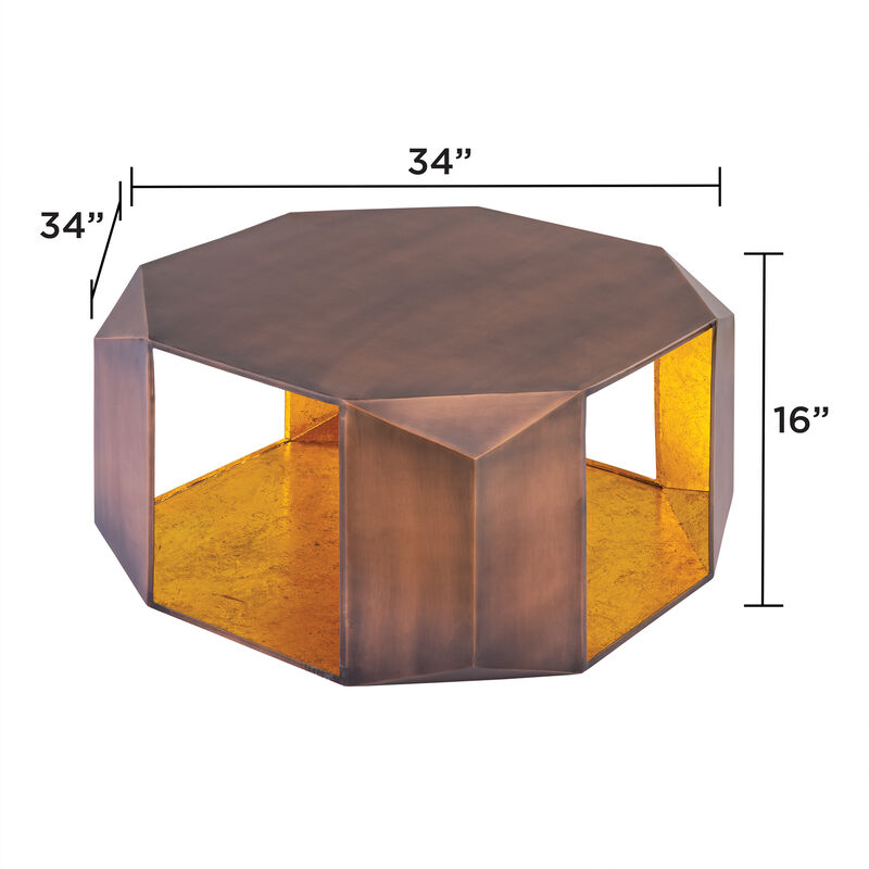 Lorvique Gold Hexagon Coffee Table image number 5