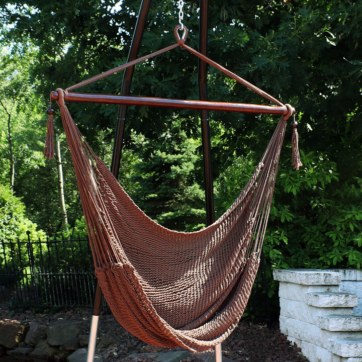 Sunnydaze Extra Large Polyester Rope Hammock Chair and Spreader Bar
