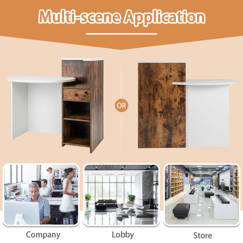 Hivvago Front Reception Office Desk with Open Shelf and Drawer