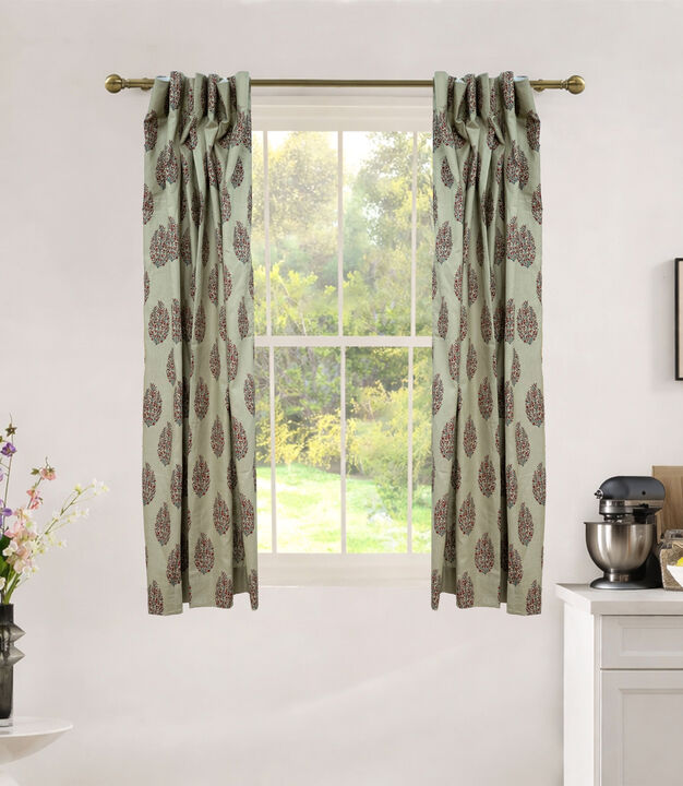 Fabdivine 42x45 Inch Handmade Linen Floral Curtain Soft Semi Sheer Farmhouse Window D&eacute;cor, Vatika