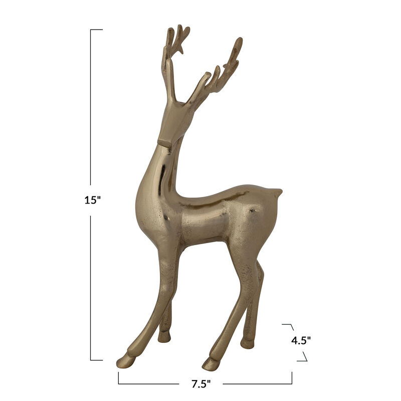 Golden Cast Aluminum Reindeer Figurine image number 1
